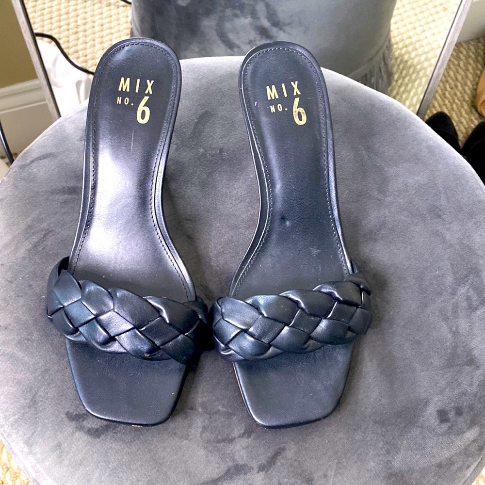 Mix no 6 - black braided open toe sling back